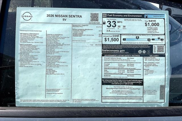 2026 Nissan Sentra SV