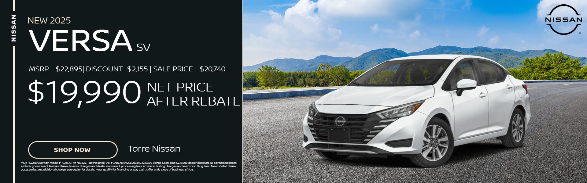 2025 Nissan Versa SV dealer offers Palm Springs CA